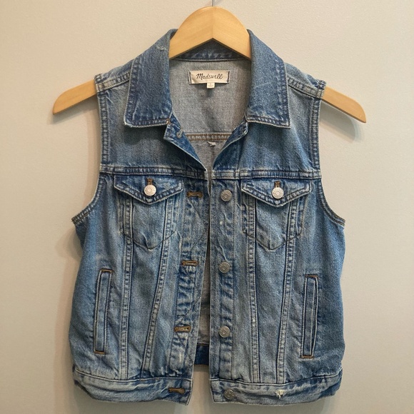 Madewell Denim Vest, Size Small, Medium Blue - Picture 1 of 14